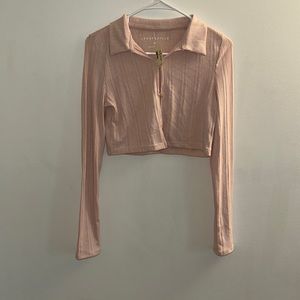 Aeropostale NWT Cropped Blush Pink Polo Button Up Top